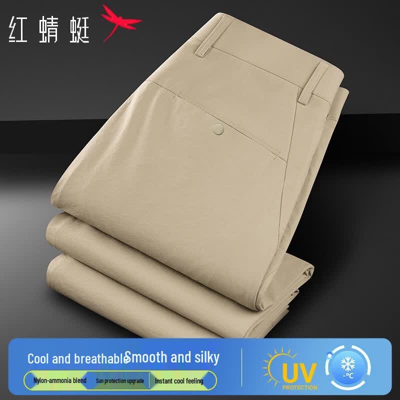 RED DRAGONFLY Men s Summer Ice Silk Straight-Fit Casual Pants 34