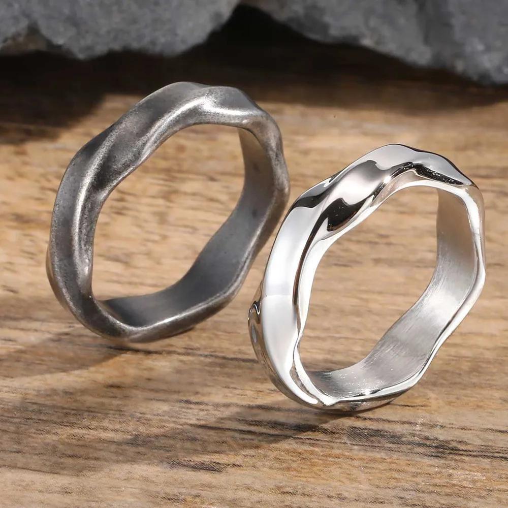 Vnox Retro Grey Stainless Steel Rings for Men Boys, Punk Rock Male Finger Bands Jewelry, Vintage Party Anniversary Gifts for Him