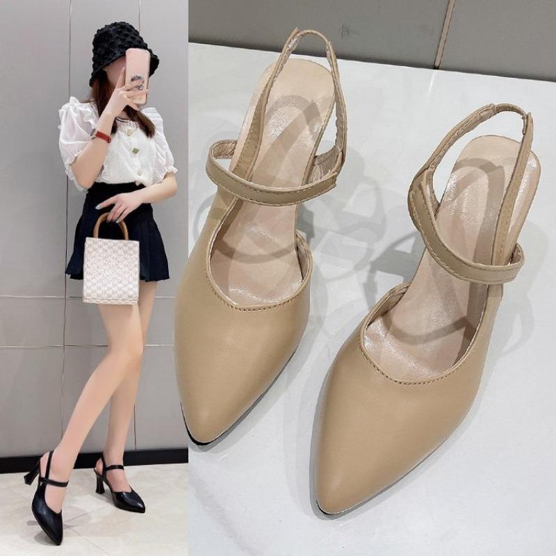 New Style Women's Shoes Pointed-toe Closed-toe One-strap Mom's Sandals and High Heels