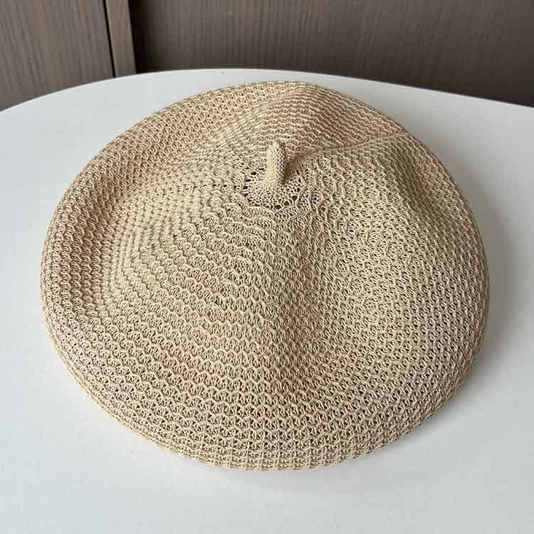 Light plate thin beret women's summer woven breathable bud hat versatile shopping sweet and gentle painter hat