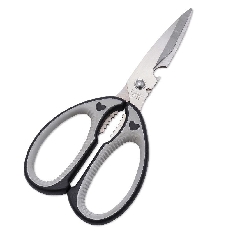 2.5mm Thick Stainless Steel Sharp Shear Korean Barbecue Clips PP TPR Multi Functional Kitchen Scissors for Meat Fish