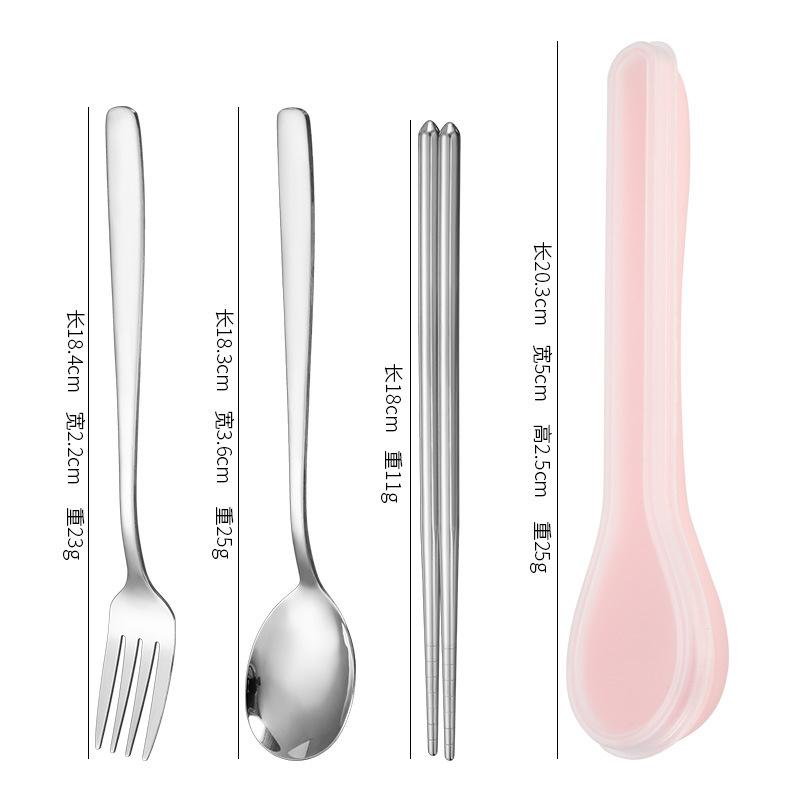 410 Stainless Steel Cutlery Set with Storage Case Korean Style Portable Tableware Set Home School Kitchen Dinnerware Services