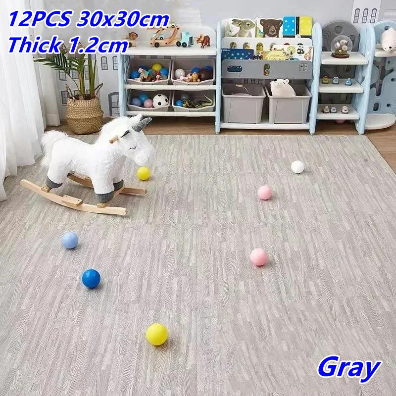 12 Peças tatames e tapetes de atividades Tatame Tapete Puzzle Tapetes de Espuma para Brincar Academia para bebês Tapete de Jogo Academia de Atividades para Bebê Tapete Puzzle Tapete de Piso com Textura de Madeira
