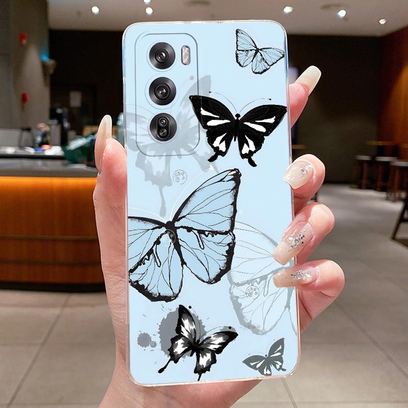 For Oppo Reno 12 5G CPH2625 Back Cover Oppo Reno 12 Pro 5G CPH2629 Case Clear Luxury Fashion Butterfly Flowers Soft TPU Casing
