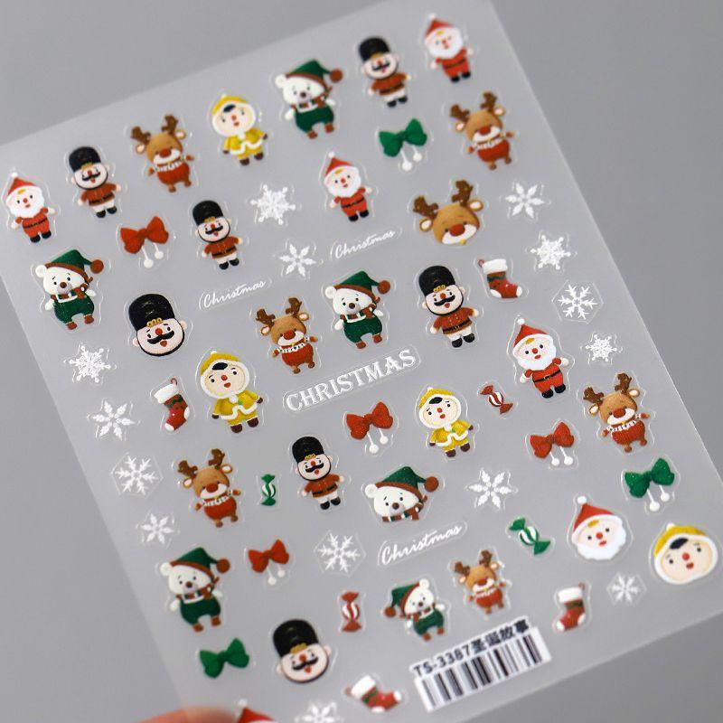 

Season Christmas Snowman Elements Spot Drill Three-Dimensional Relief Nail Stickers Waterproof Nail Sticker Ornament 3399 TL071 TS-3387 Christmas Story