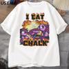 Koszulka z napisem I Eat Chalk Deltarune Game dla Mężczyzn Kobiet Codzienna Zabawna Krótki Rękaw Okrągły Dekolt T-shirt Streetwear Męskie Koszulki Graficzne