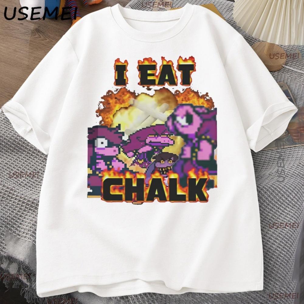 

I Eat Chalk Deltarune Game T-shirt for Men Women Causal Funny Short Sleeve Round Neck Tshirt Streetwear Male Graphic T Shirts M