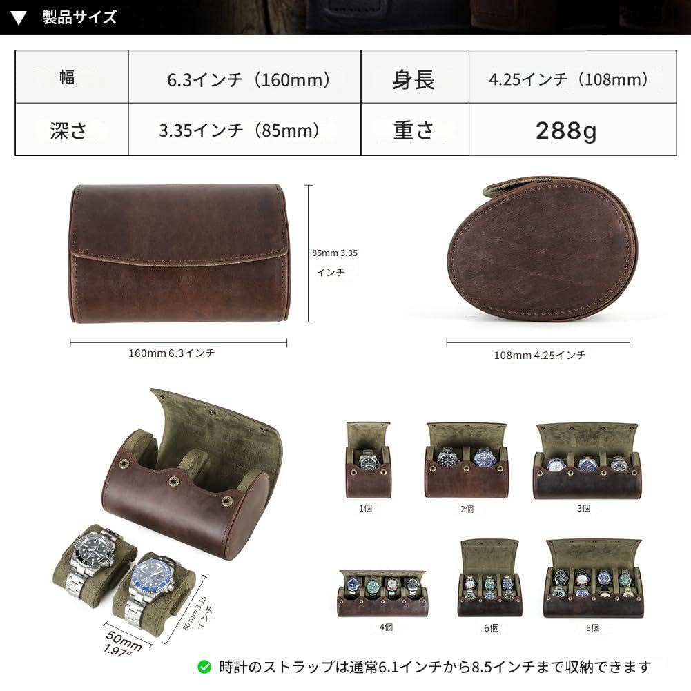 Family Watch Storage Genuine Leather Watch Perfect for Travel Contact's 2-Piece Box, Egg-Shaped, Roll, Shock-Resistant,