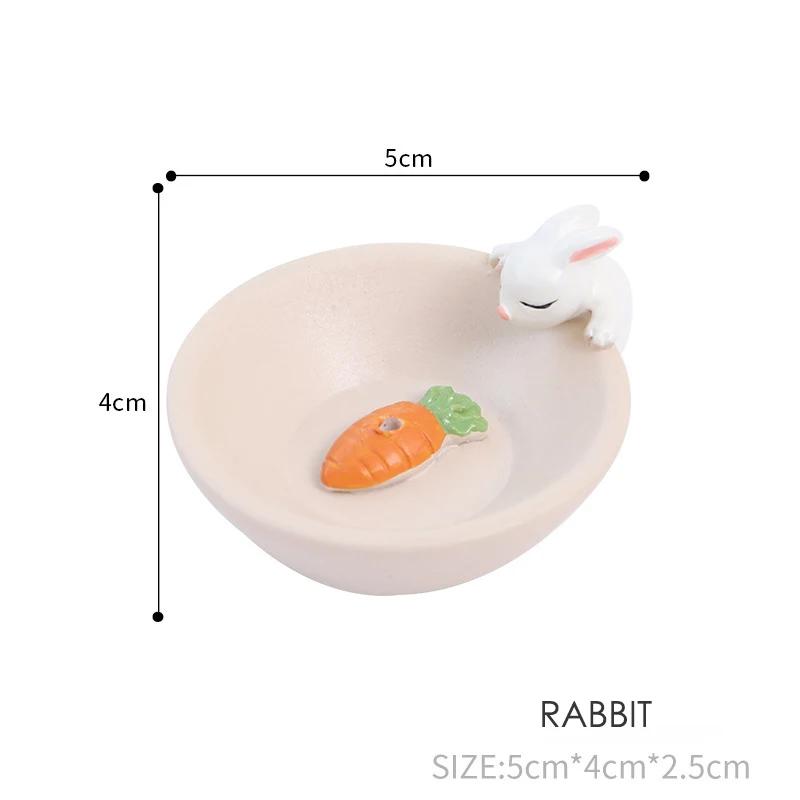 Cute Incense Stick Burner Ash Catcher Incense Holder Aromatherapy Plate Resin Rabbit Puppy Ornament for Home Spa Decoration