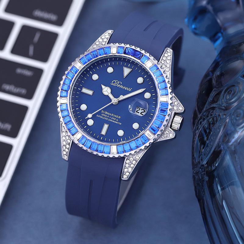 

Дэнверс Часы унисекс с бриллиантами, черные и зеленые Submariner, автоматические, с календарем, кварцевые, водонепроницаемые, повседневные, деловые