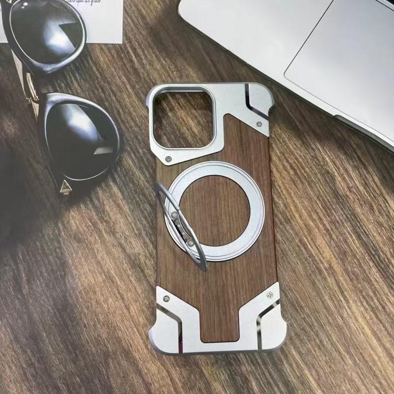 Magnetic Metal Phone Case With Built-in Kickstand IPhone 16 Pro Max 17 15 Aluminum Armor Cover