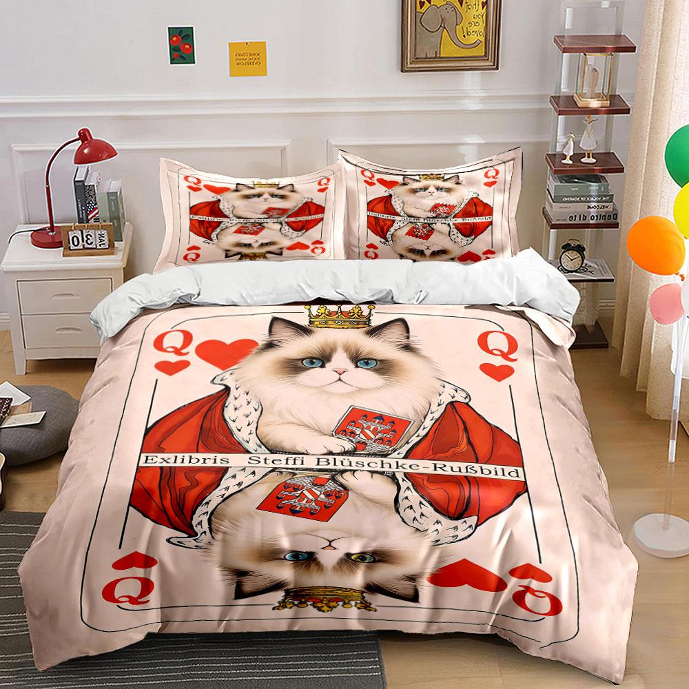 

Crowned cat, Queen card. Bedding sets Duvet cover sets Duvet covers Pillowcases(1 * Duvet Cover 2 * Pillowcases without duvet insert) 135x200cm