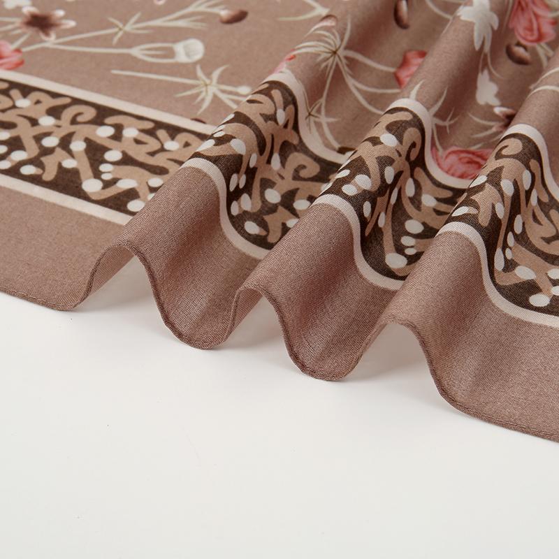110*110cm New Cotton Linen Square Scarf Women Kerchief Flower Print Neckerchief Scarves Headwrap Bandanas Hairband Headbands