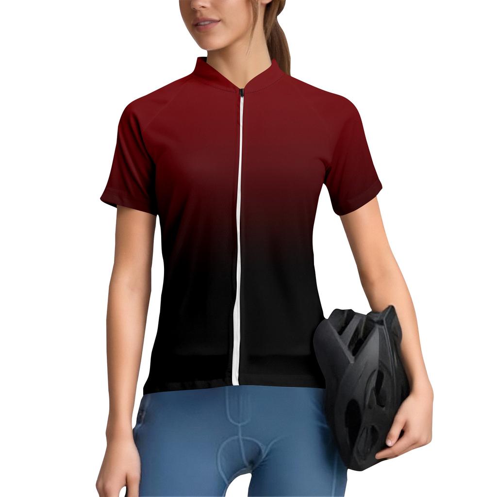 Women's Gradient Cycling Suit Short Sleeved Cycling Top With 3 Back Pockets, Breathable, Quick Drying, Moisture Wicking Reflective Strip For Cycling