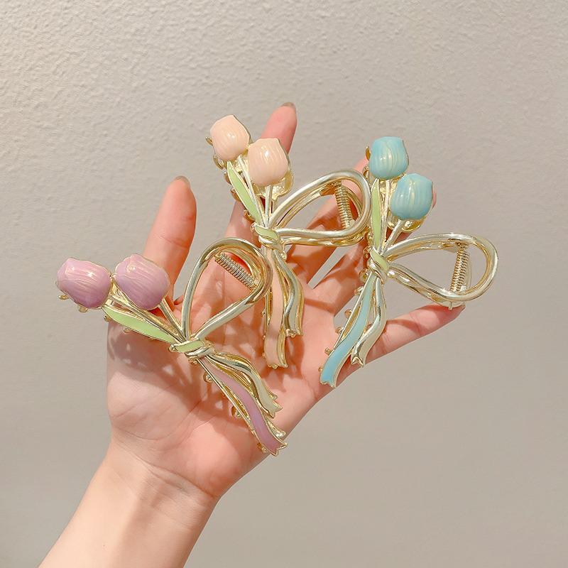 2024 Super Fairy Tulip Hair Clip: Large Metal Claw for Women’s Summer Hairstyle