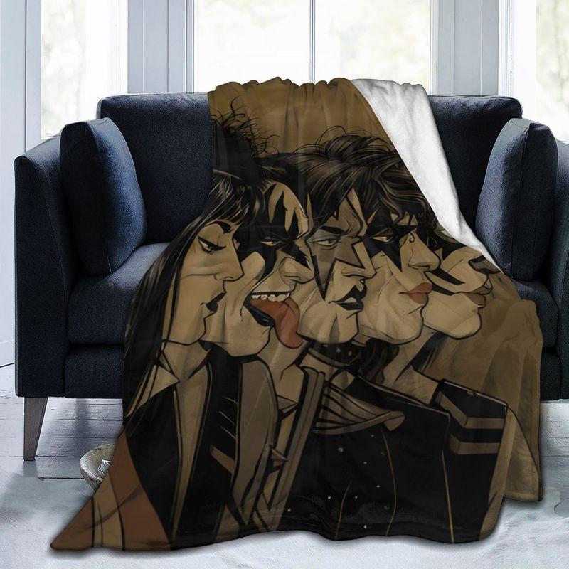 KISS Rock Band Pătură imprimată 3d Pătură de flanel Pătură super moale din lână Pătură caldă pentru dormitor, canapea, canapea, cadouri