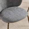 Contemporary Chenille Dining Chairs, Cozy Curved Back Support with Soft Upholstery, Bronze Metal Legs,Set of 2 ,Gray color