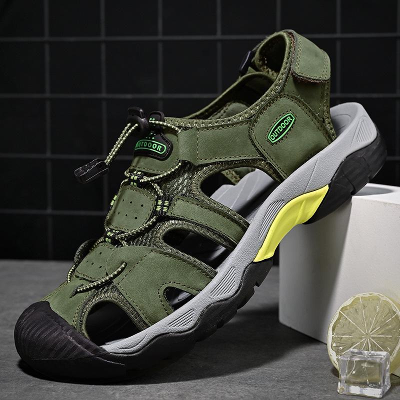 Large Size Baotou Casual Beach Leather Sandals Summer Outdoor Breathable Traceability Leather Sandals