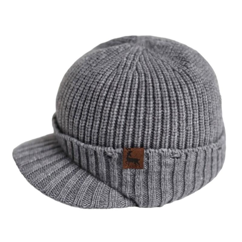 

Премиальная вязаная конная шапка с теплой подкладкой и защитой ушей, унисекс дизайн для холодной погоды серый