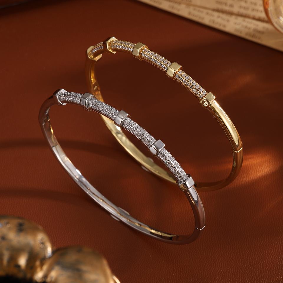 ZAKOL Classic Nail Screws Design Micro-set Zircon Bangles for Women High Quality Party Zircon Accessories Gift