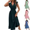 Women's Loose-fitting Casual V-neck Beach Fitted Dress