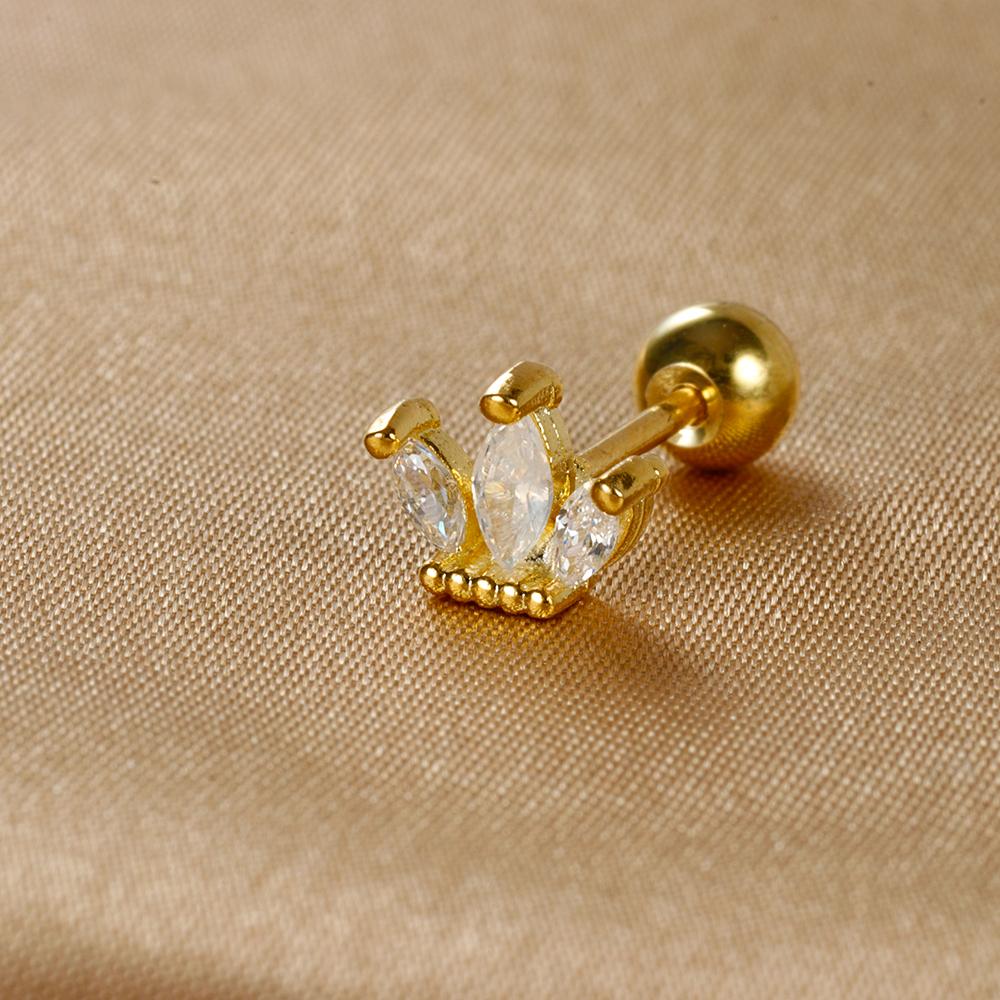 1 Stück Edelstahl Mond Kreuz Kleine Ohrstecker Winziger Zirkonia Ohrläppchen Tragus Helix Knorpel Piercing Ohrring Schmuck