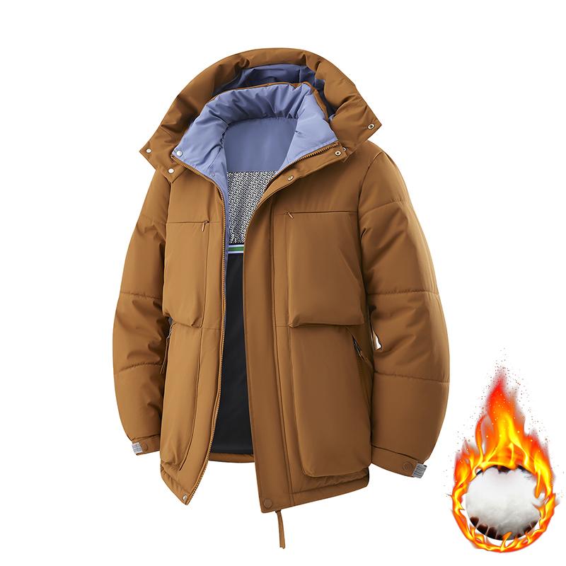Men's Hooded Cold Resistant Short Jacket Autumn and Winter Outdoor Sports Warm Cotton Jacket Casual and Fashionable Jacket