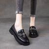 Leather retro one-pedal lazy shoes women's thick heel single shoes new small leather shoes flat bottom