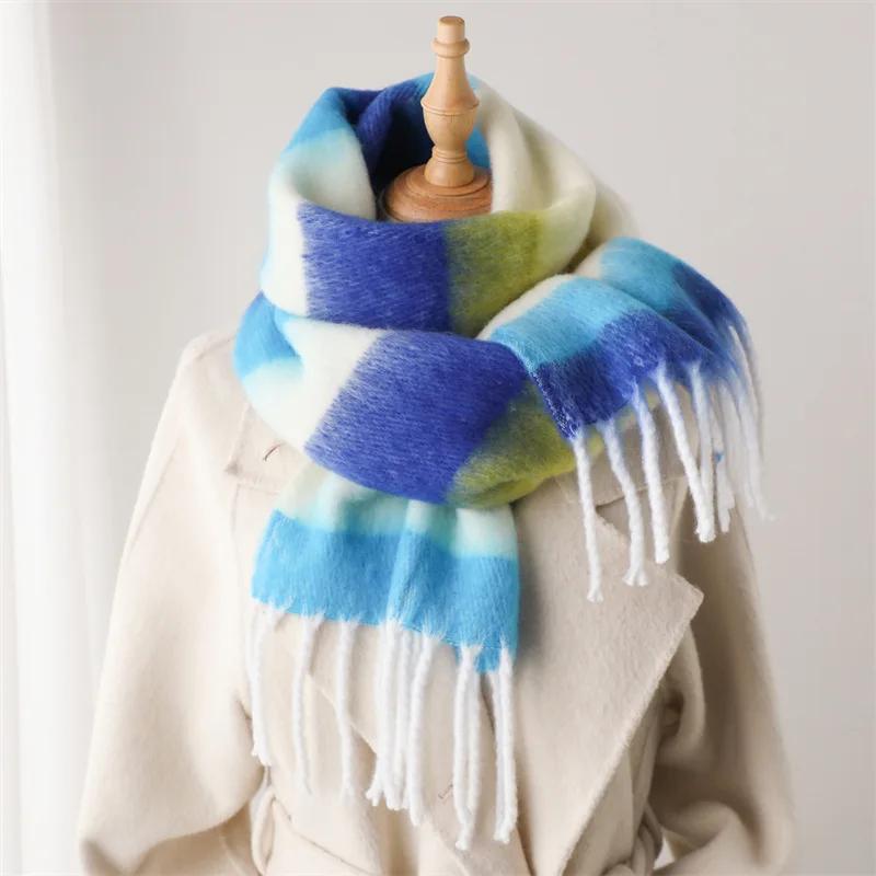 Sciarpa invernale Donna Lusso Autunno Inverno Sciarpa di cashmere Scialle caldo addensato Nappe classiche Sciarpa soffice Scialle morbido di colore solido