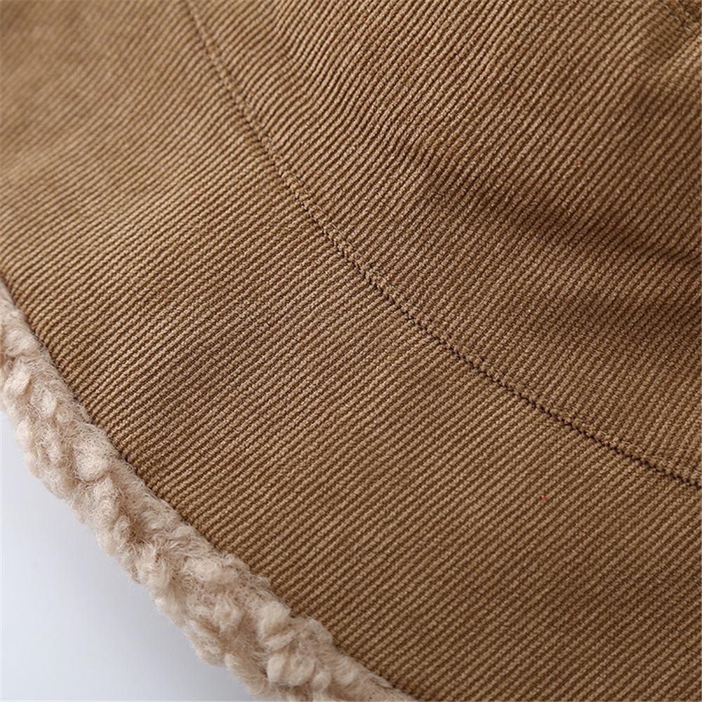 Soft Winter Bucket Hat Lambswool Cold Weather Panama Hat Trendy Corduroy Beanies Cap  for Women