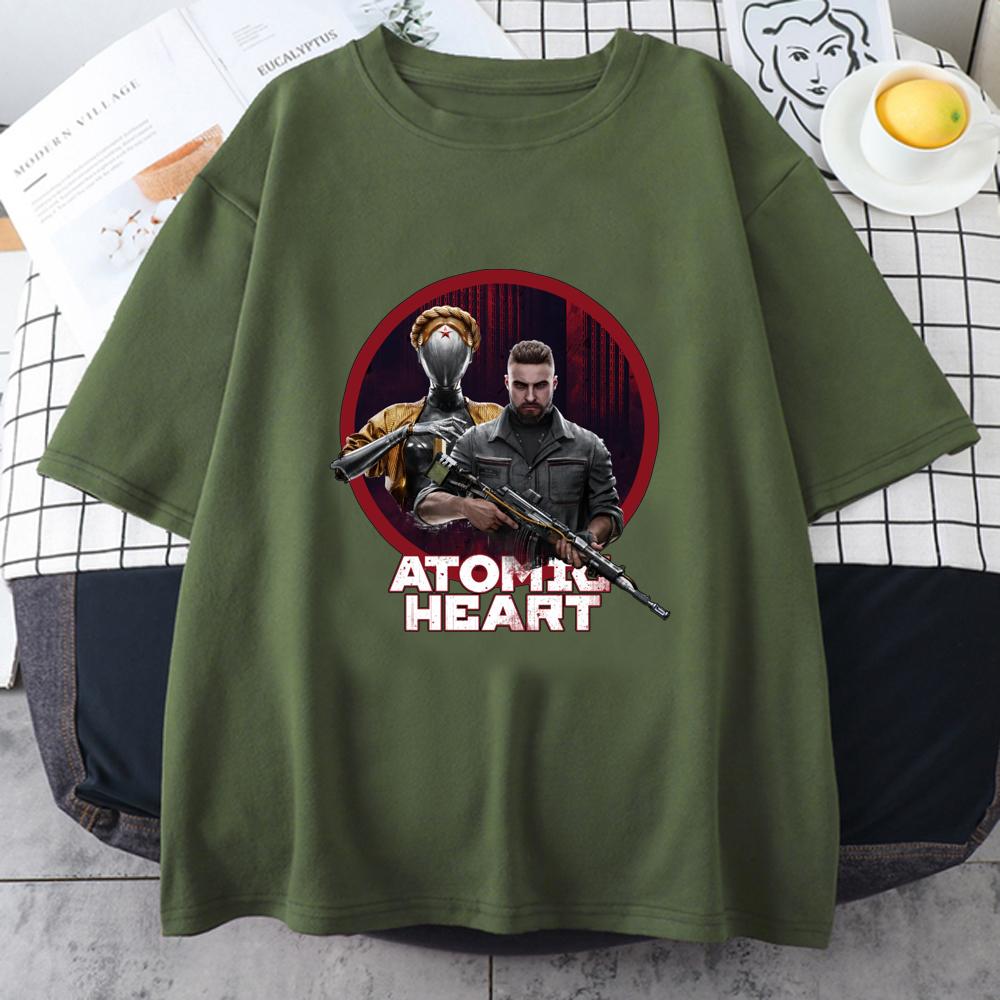 Atomic Heart USSR Game Twins Robot O Neck T Shirts Unisex Cotton High Quality EU Size Tshirt Unisex Streetwear Tshirt Male