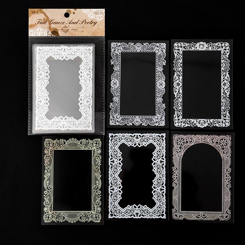 

10-Sheet Premium Big-size Clear Lace Border Stickers, Elegant Hollow Lace Edges with Transparent Effect
