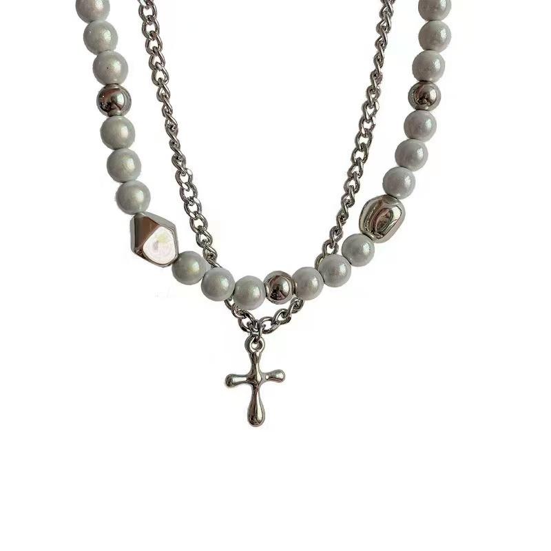 

Cross rivets exaggerated punk women s necklaces male y1k irregular subculture niche clavicle chains hip hop chokers