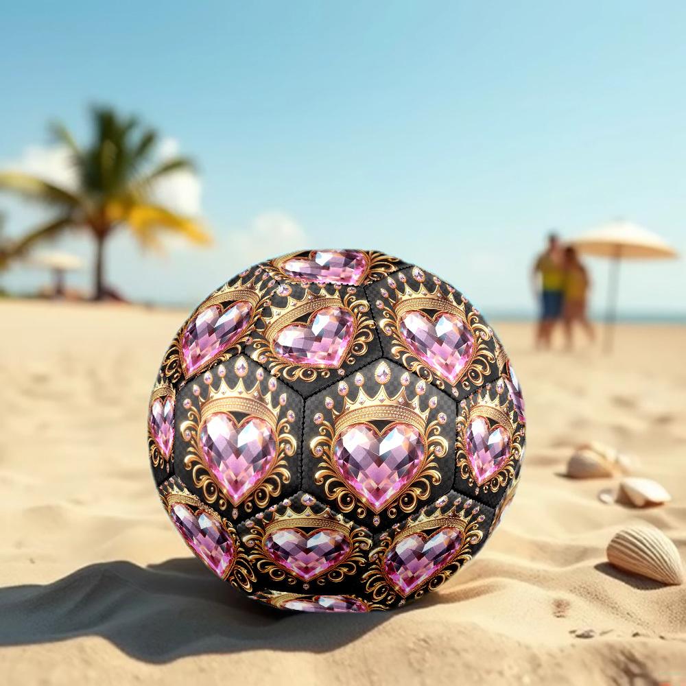 1pc Royal Heart Crown Size 5 Soccer Ball Professional Match Training Football Indoor &Outdoor Sports Ball Lightweight Durable m6512