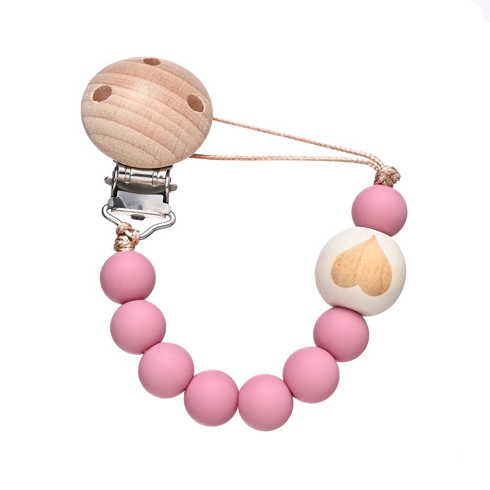 Chew Toys Shower Gift New Baby Pacifier Chain Clips Wood Pentagram Teether  Silicone Round Beads Teething Chain For Care Soother
