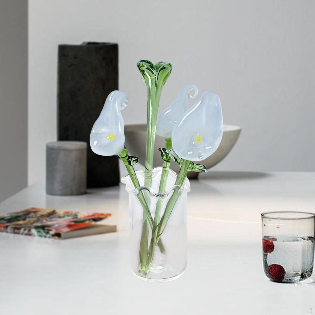 Artificial Flower Bouquet in Vase, Collectible Figurines for Home Decor Gifts