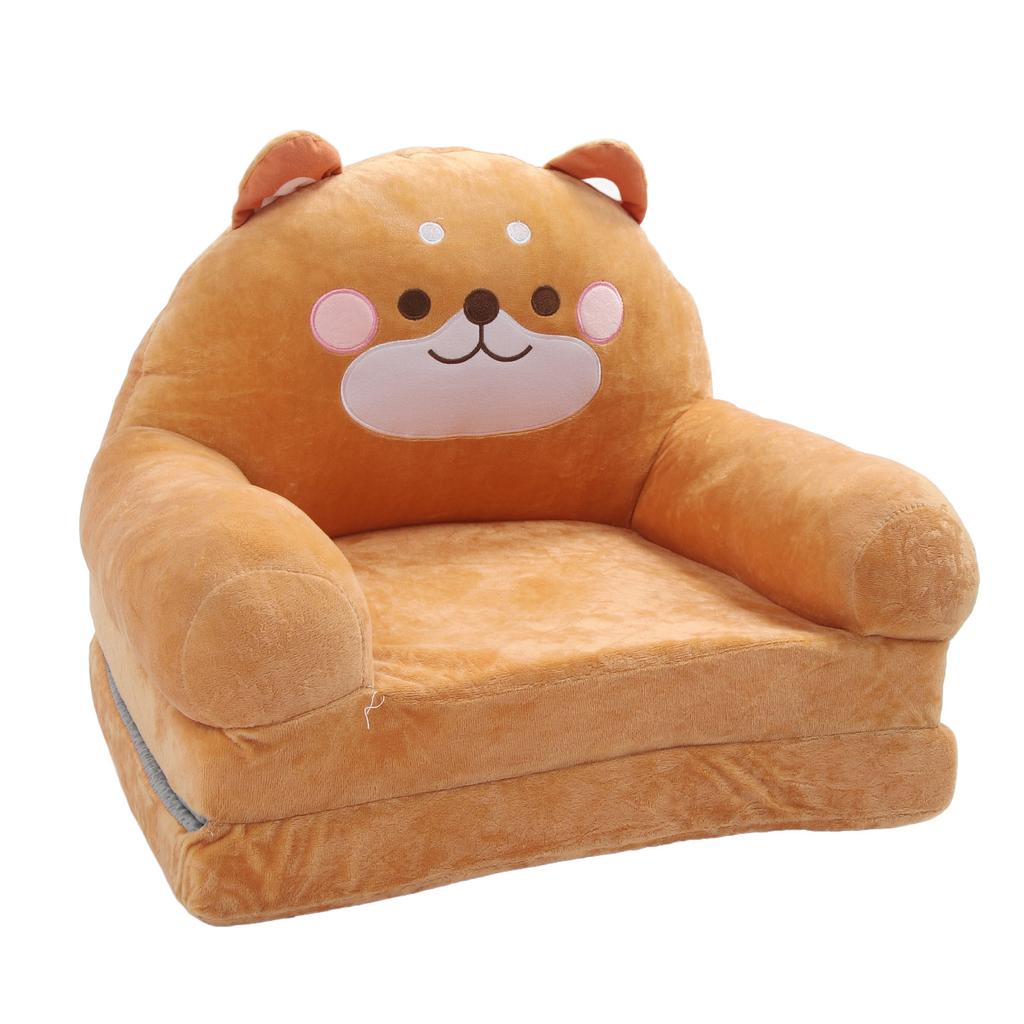 Kids Chair Couch Cartoon Folding Cute Couch Portable Sofa Chair for Home Schools Brown Puppy
