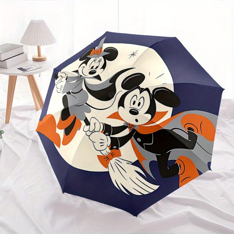 1pc Mickey Minnie Witch Automatic 3-Fold Umbrella Design, Cute Cartoon Pattern, Portable Outdoor Umbrella, Perfect, Holiday Gift for Disney