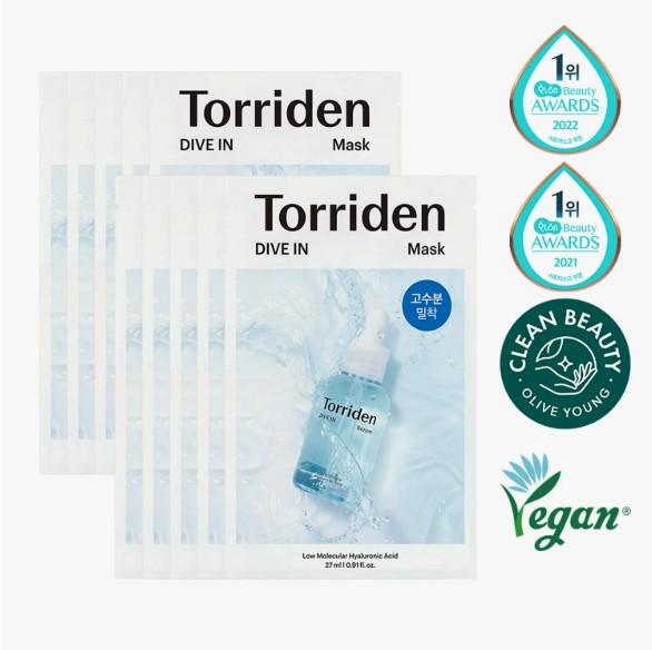 TORRIDEN Sheet Mask 10-Pack Set (Hydrating / Soothing / Brightening)