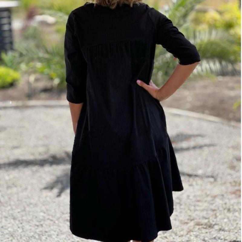 V-Ausschnitt-Baumwollkleid mit Rüschen für Damen, Sommer, einfarbig, kurzärmelig, lockeres Kleid, lässig, plus, atmungsaktiv, leichtes Midikleid, Strandurlaub