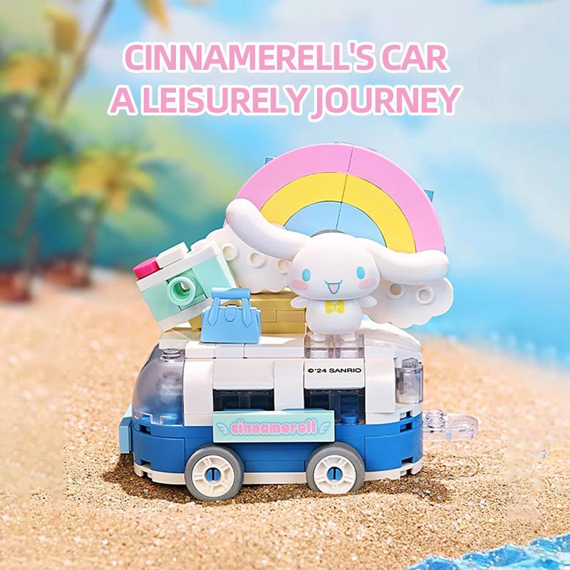 Sanrio Flower Car Series Building Blocks Kuromi Hello Kitty Melody Anime Doll Figure Model Bricks DIY Toys Gifts For Children