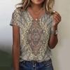 2026 Summer Breathable Comfortable Vintage 3D Floral Print V Neck Shirt Daily Home Short Sleeve T-Shirt Plus Size… More