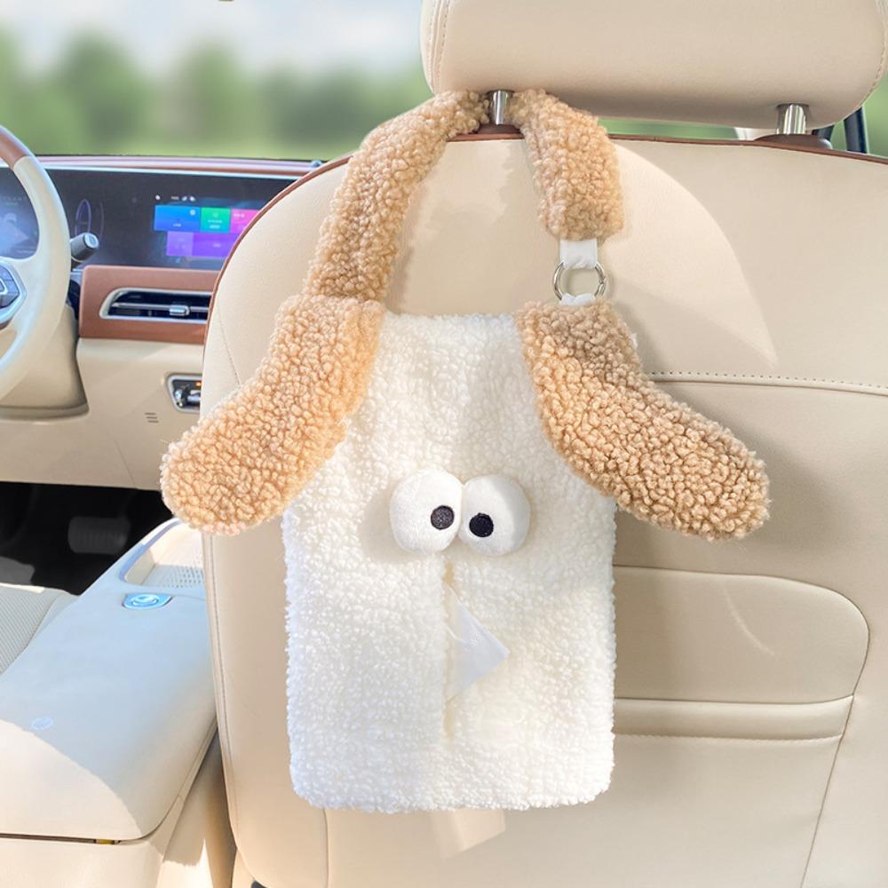 Creative Puppy Car Tissue Box Cartoon Seat Back Tissue Hanging Bag 3D Hanging Armrest Box  Hotel