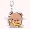 Bubu Dudu Cartoon White and Grey Couple Bears Keychains Ring for Accessories Bag Pendant Key Chain Jewelry Fans Lovers Gifts
