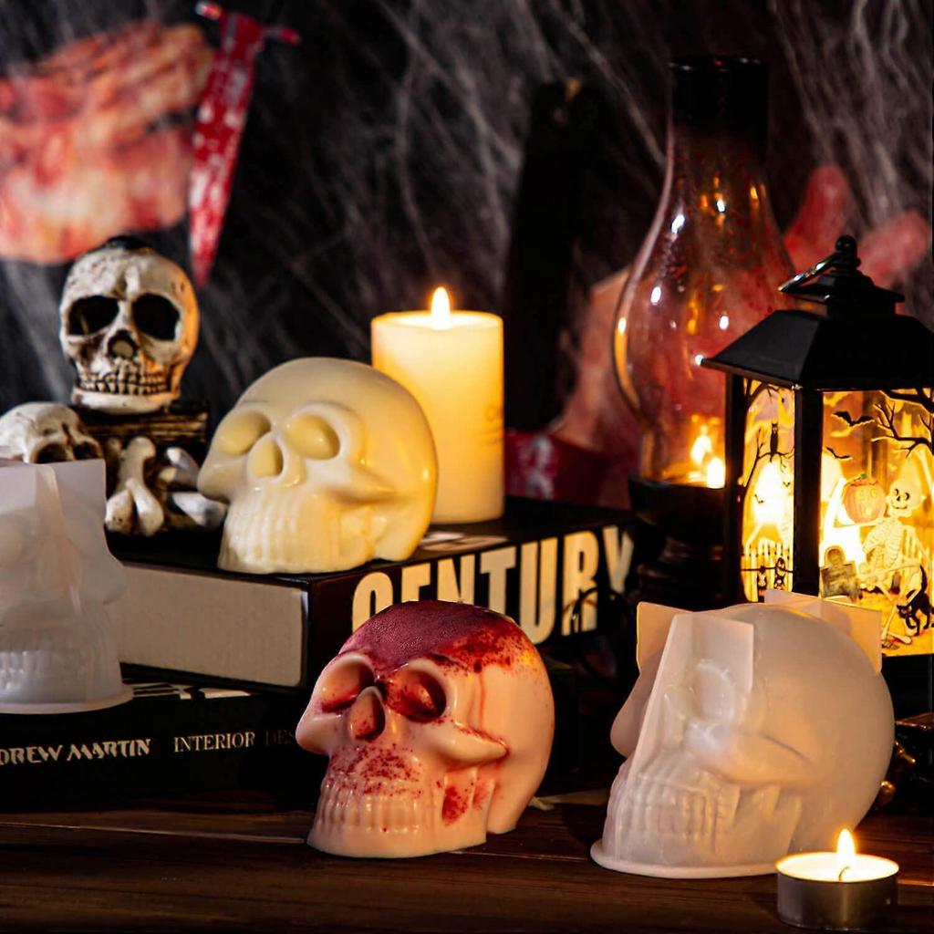 3D Skull Resin Molds, 2 Pack Skull Candle Molds, Silicone Skull Shape Handmade Candle Making Mould, DIY Craft Resin Mold
