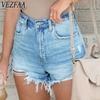 Damenmode, lässig, einfarbig, bedruckt, Sport-Shorts mit hoher Taille