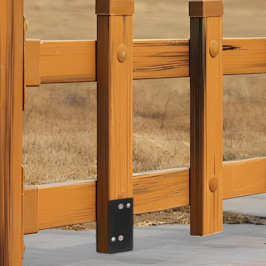 U-Shape Post Base Holder for Fence and Gazebo Construction, Black Modern Design, 1-Piece Furniture Foot Pad with Iron Base
