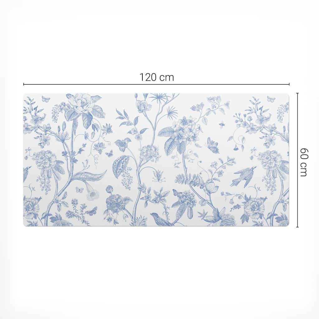 Ochronna Mata Dekoracyjna Na Stół Biurowy Kwiatowy Wzór Vintage 120X60 Cm