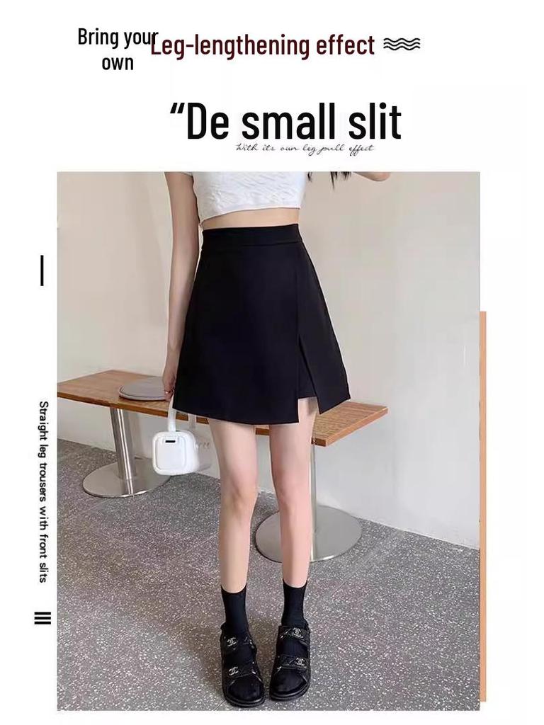2024 Summer Women's Plus Size High Waist Black A-Line Midi Skirt