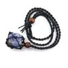 Crystal Rough Stone Natural Stone Black Mesh Pocket Woven Necklace Adjustable Rough Stone Mesh Pocket Sweater Chain N559